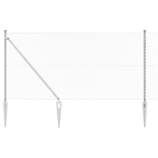Lánckerítés oszlopokkal Ezüst 1 x 10 m Acél