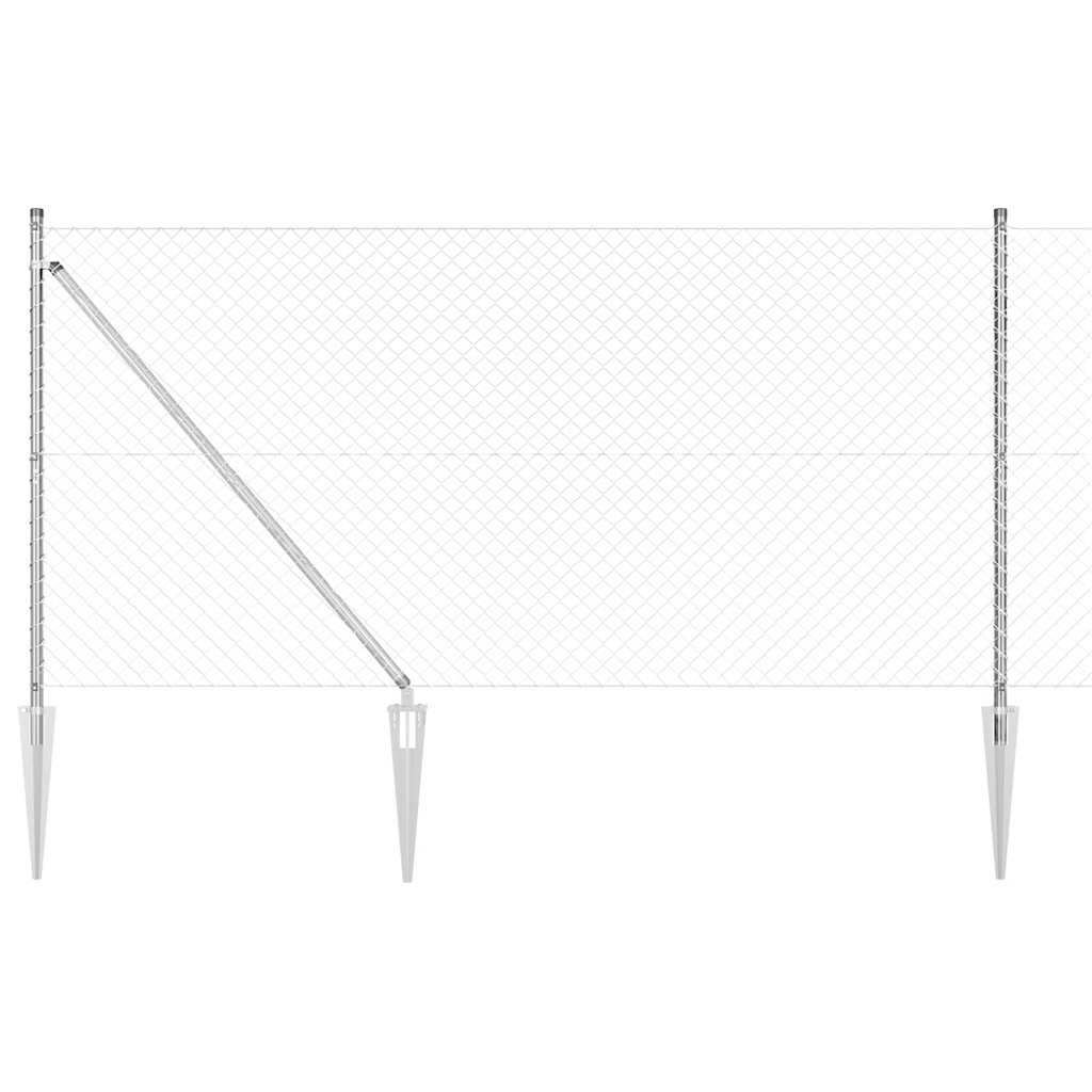 Lánckerítés oszlopokkal Ezüst 1.4 x 10 m Acél