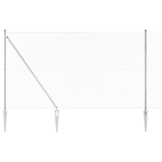 Lánckerítés oszlopokkal Ezüst 1.5 x 10 m Acél