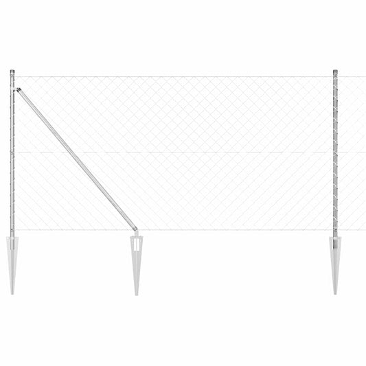 Lánckerítés oszlopokkal Ezüst 1 x 10 m Acél