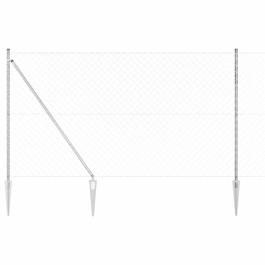 Lánckerítés oszlopokkal Ezüst 1.6 x 10 m Acél