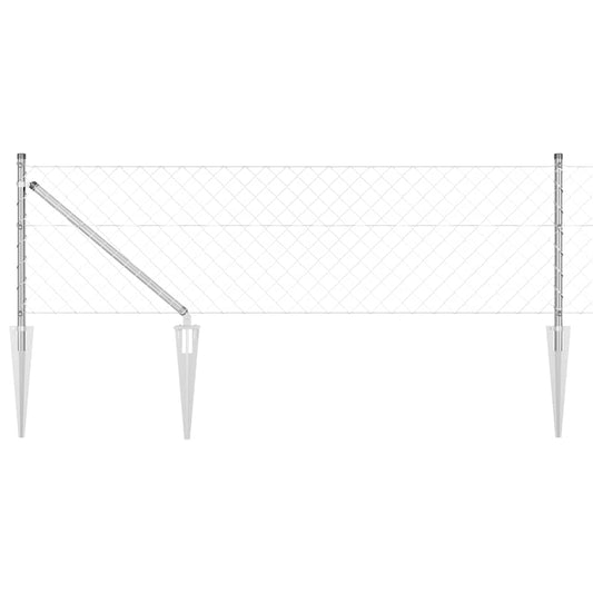 Lánckerítés oszlopokkal Ezüst 0,4 x 25 m Acél