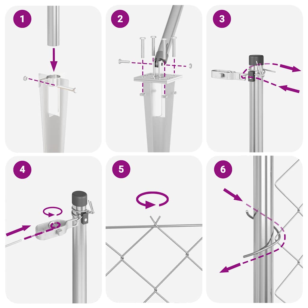 Lánckerítés oszlopokkal Ezüst 0.8 x 25 m Acél