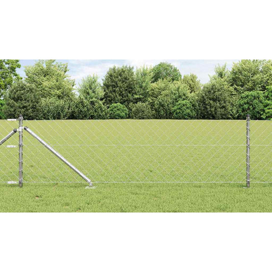 Lánckerítés oszlopokkal Ezüst 0.8 x 25 m Acél