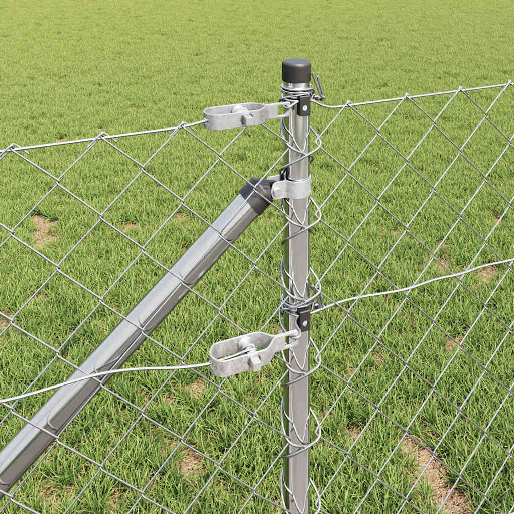 Lánckerítés oszlopokkal Ezüst 0.8 x 25 m Acél