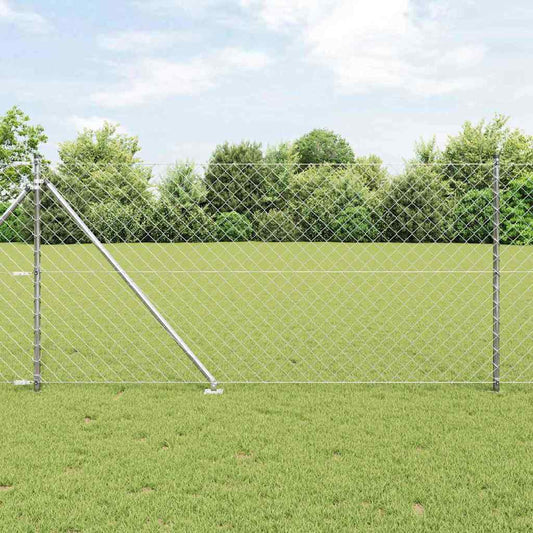 Lánckerítés oszlopokkal Ezüst 1 x 25 m Acél