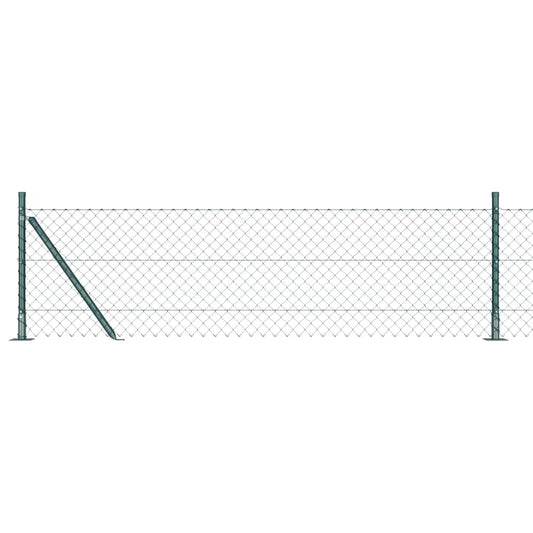 Lánckerítés oszlopokkal Zöld 0,6 x 10 m Acél
