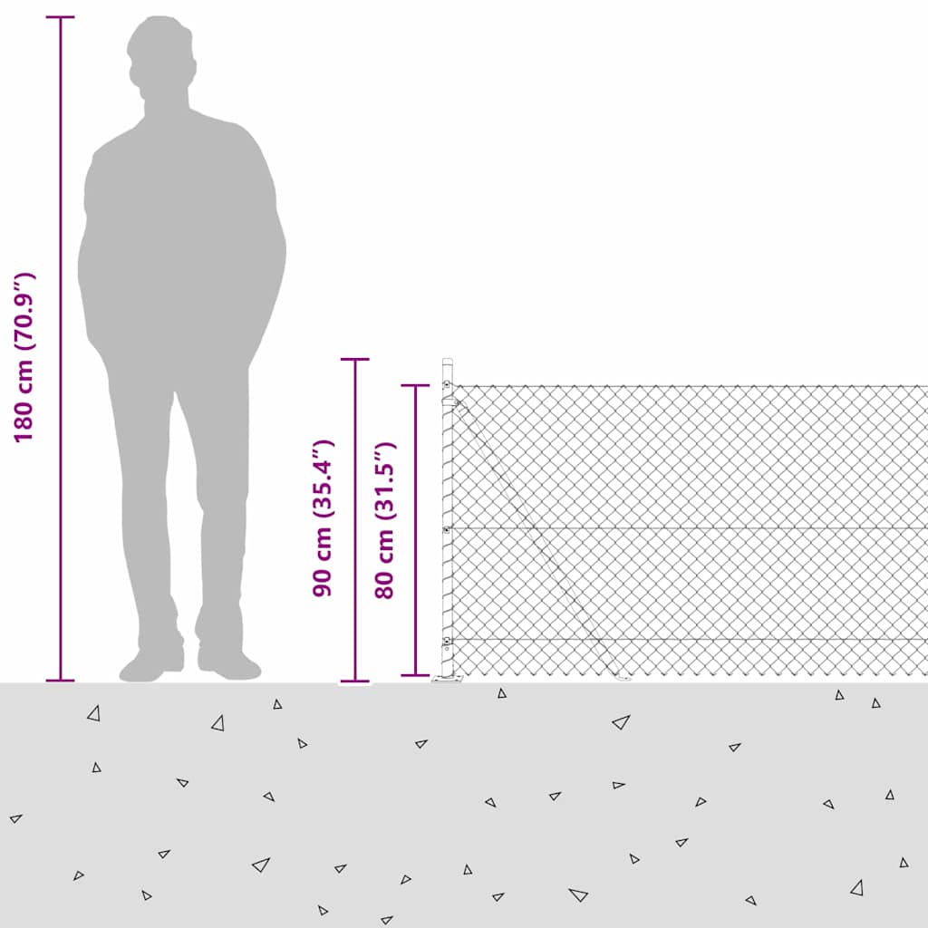Lánckerítés oszlopokkal Zöld 0.8 x 10 m Acél