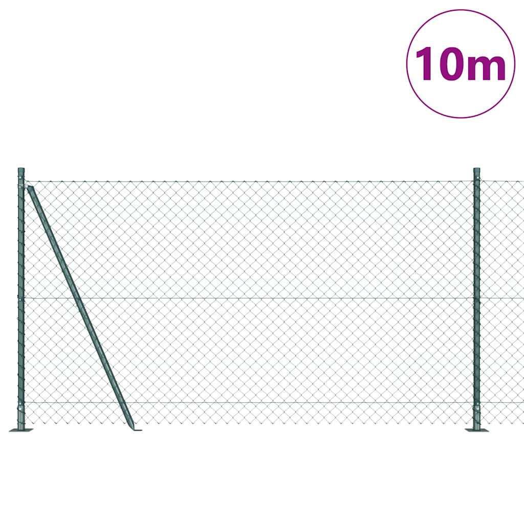Lánckerítés oszlopokkal Zöld 1.2 x 10 m Acél