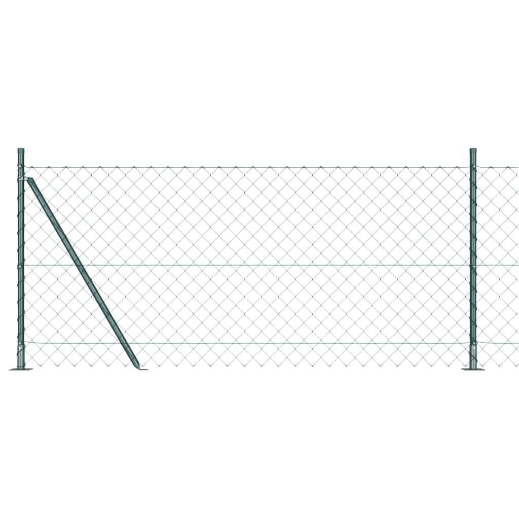Lánckerítés oszlopokkal Zöld 1 x 10 m Acél