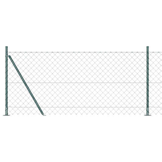 Lánckerítés oszlopokkal Zöld 1 x 10 m Acél