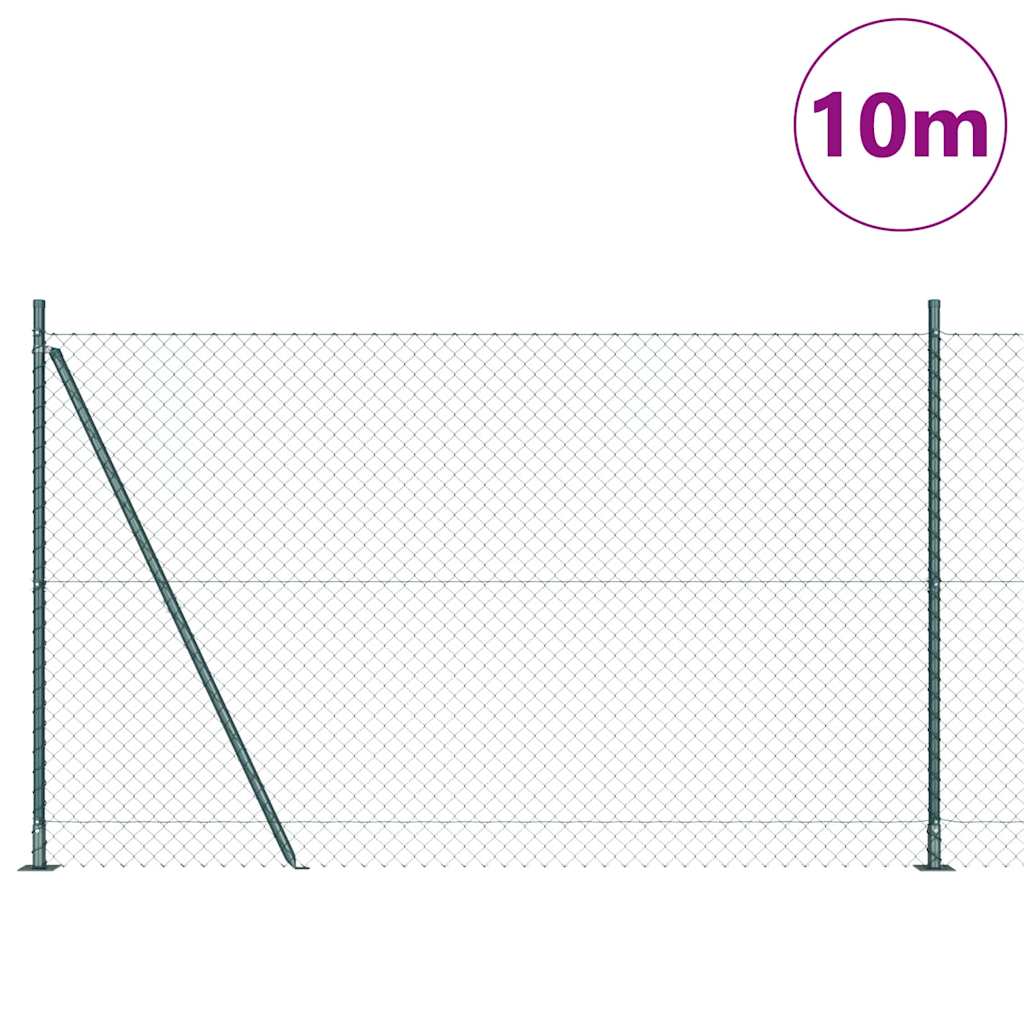 Lánckerítés oszlopokkal Zöld 1.4 x 10 m Acél