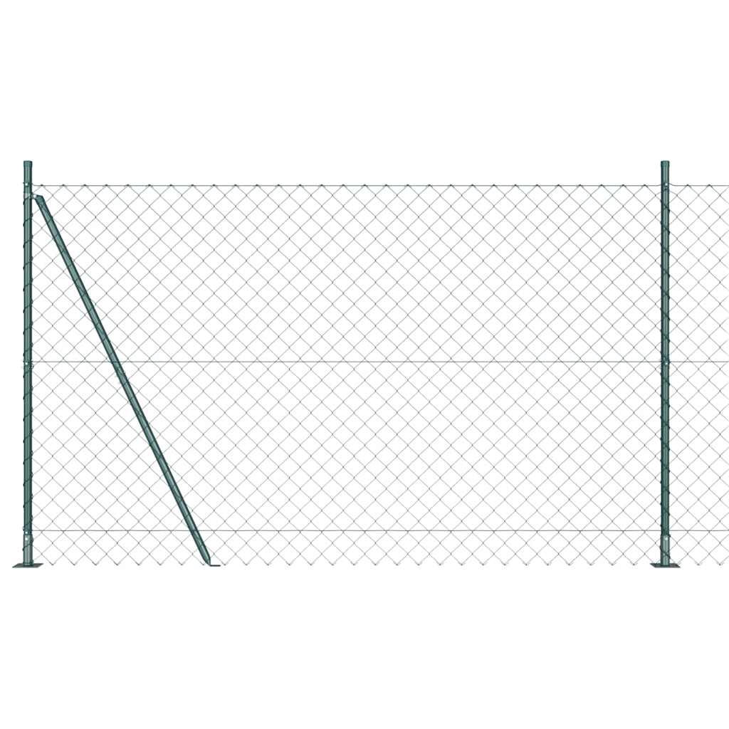 Lánckerítés oszlopokkal Zöld 1.5 x 10 m Acél