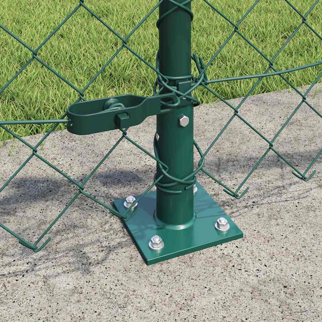 Lánckerítés oszlopokkal Zöld 0,6 x 25 m Acél