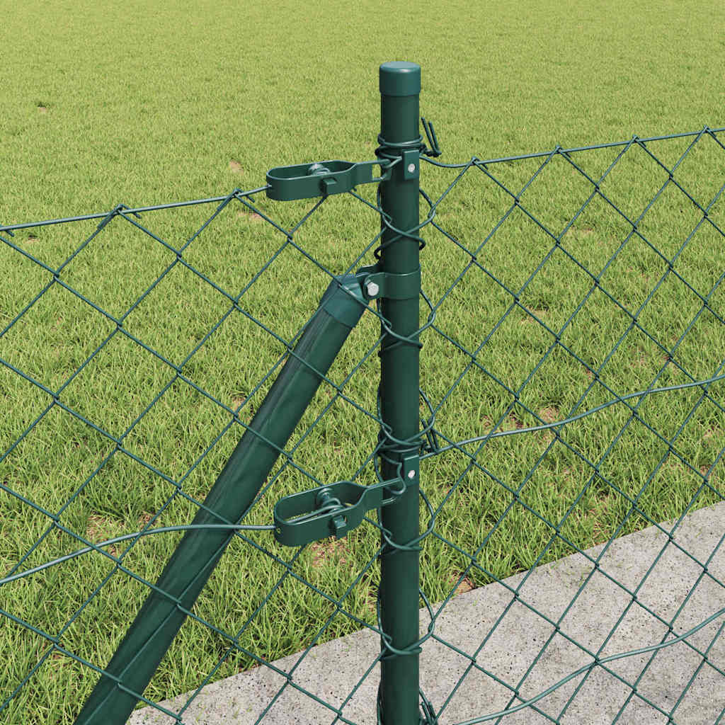 Lánckerítés oszlopokkal Zöld 0,6 x 25 m Acél