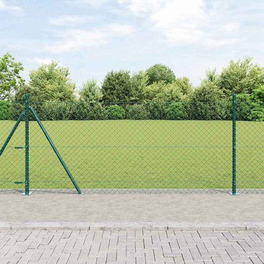 Lánckerítés oszlopokkal Zöld 0.8 x 25 m Acél