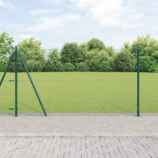 Lánckerítés oszlopokkal Zöld 1.2 x 25 m Acél