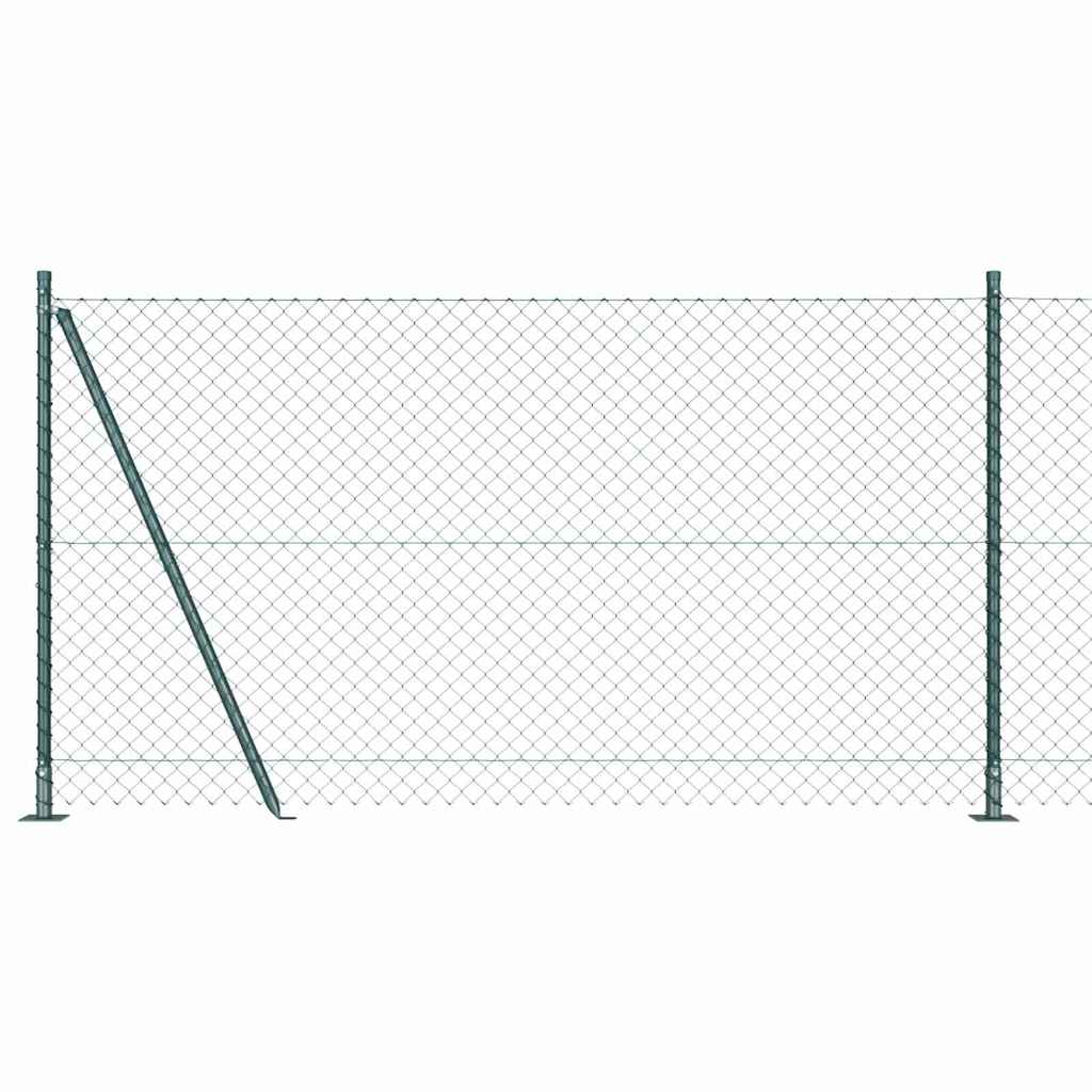 Lánckerítés oszlopokkal Zöld 1.2 x 25 m Acél