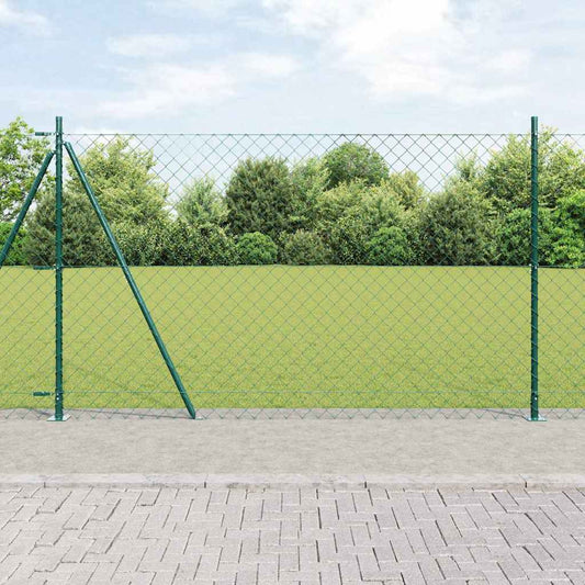 Lánckerítés oszlopokkal Zöld 1.6 x 25 m Acél