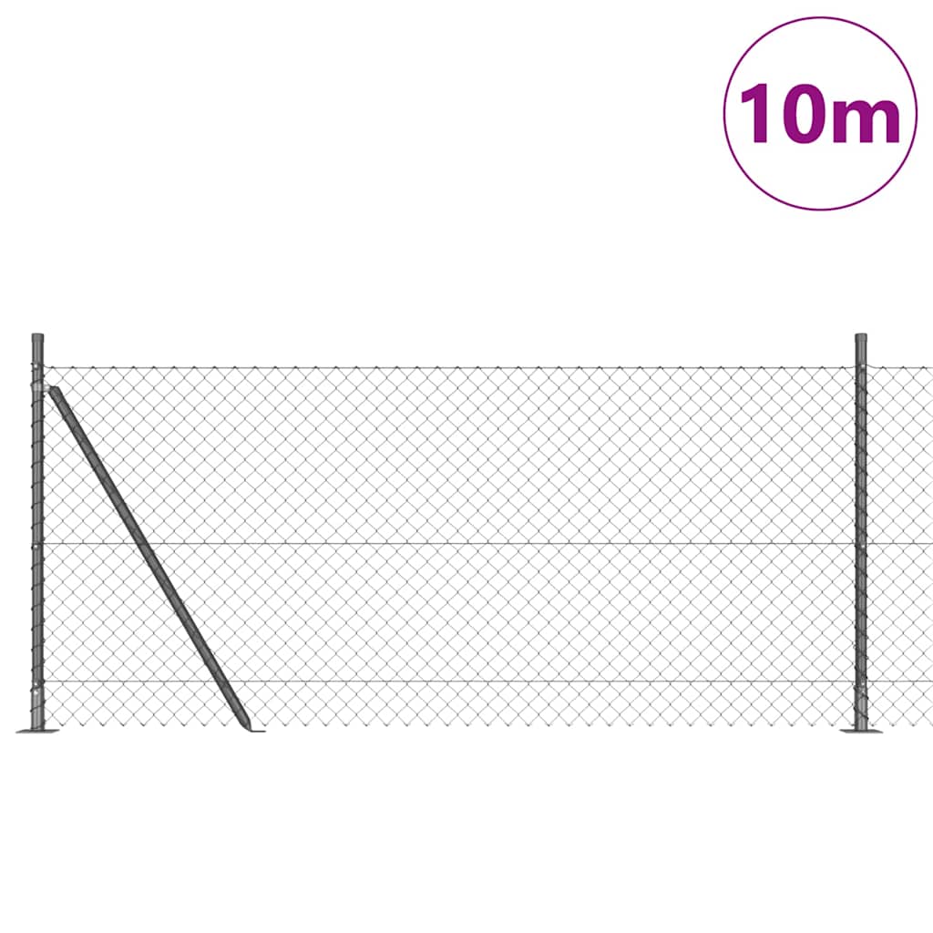 Lánckerítés oszlopokkal Szürke 0.8 x 10 m Acél