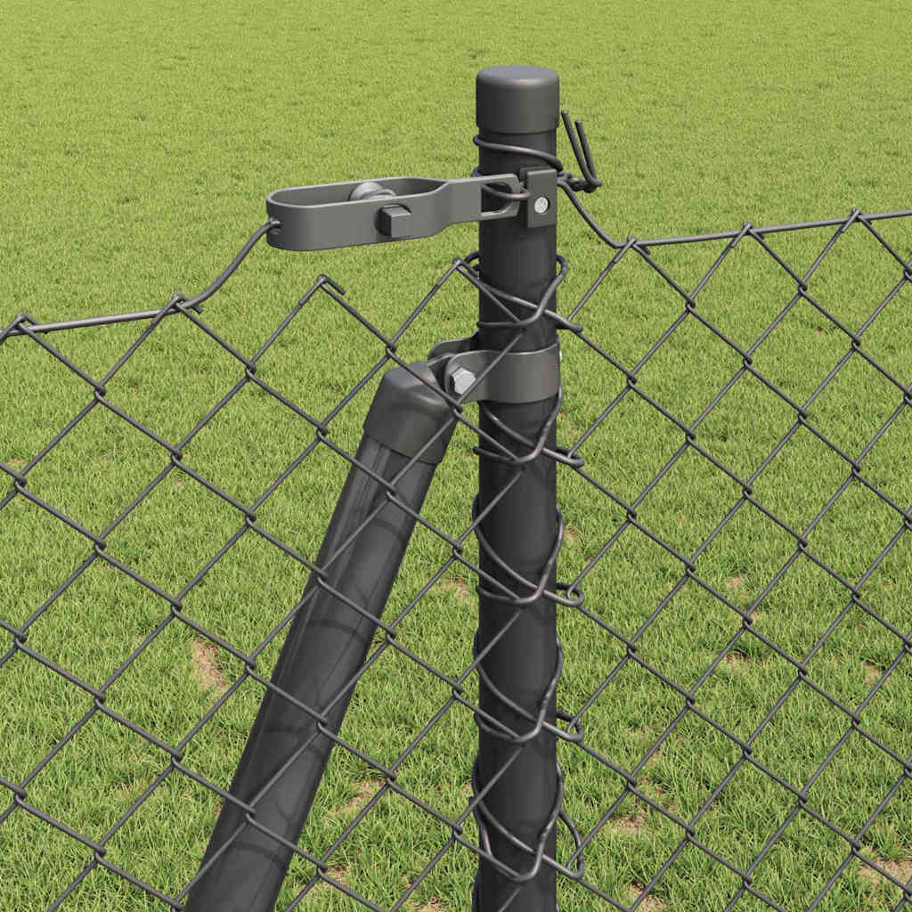 Lánckerítés oszlopokkal Szürke 1.2 x 10 m Acél
