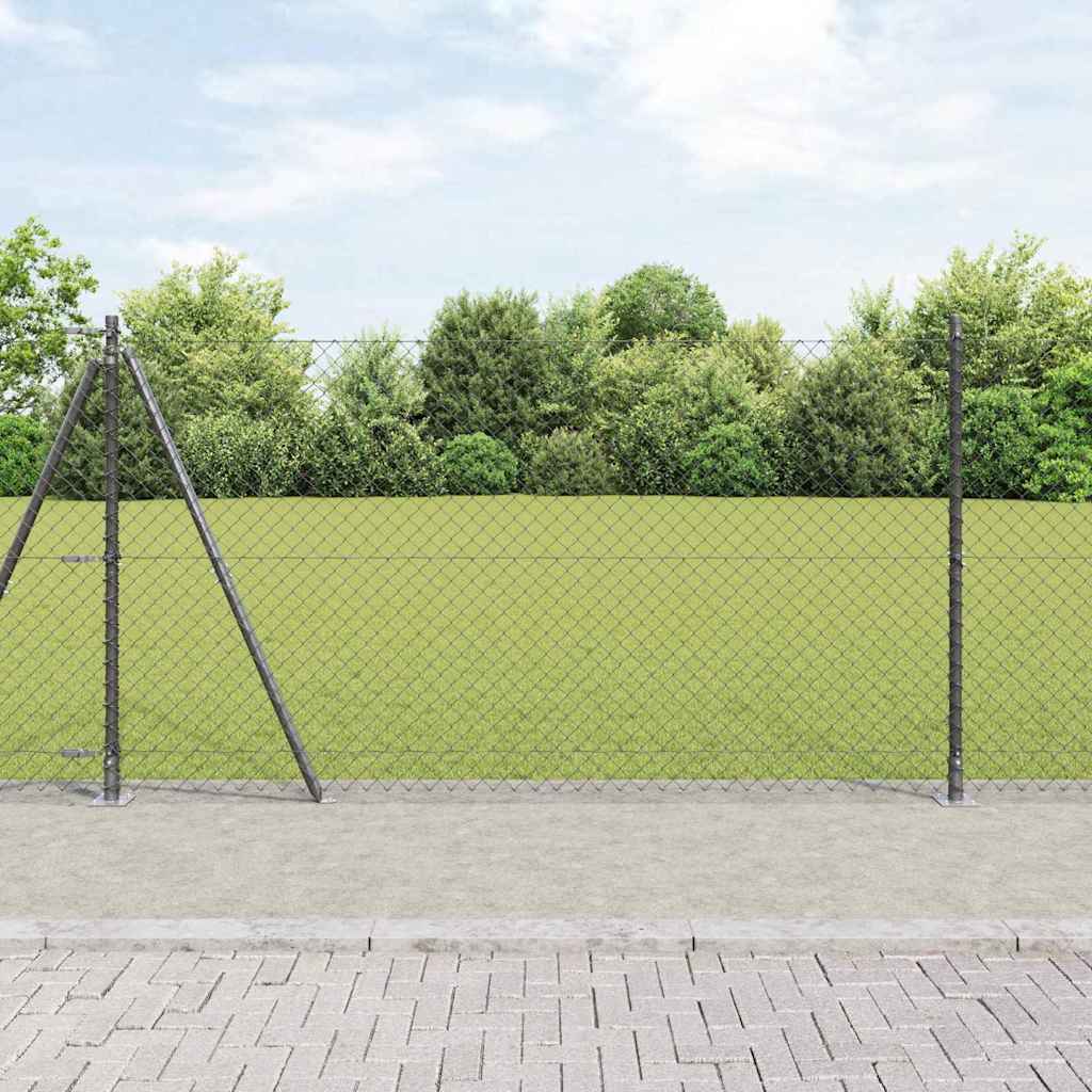 Lánckerítés oszlopokkal Szürke 1.2 x 10 m Acél