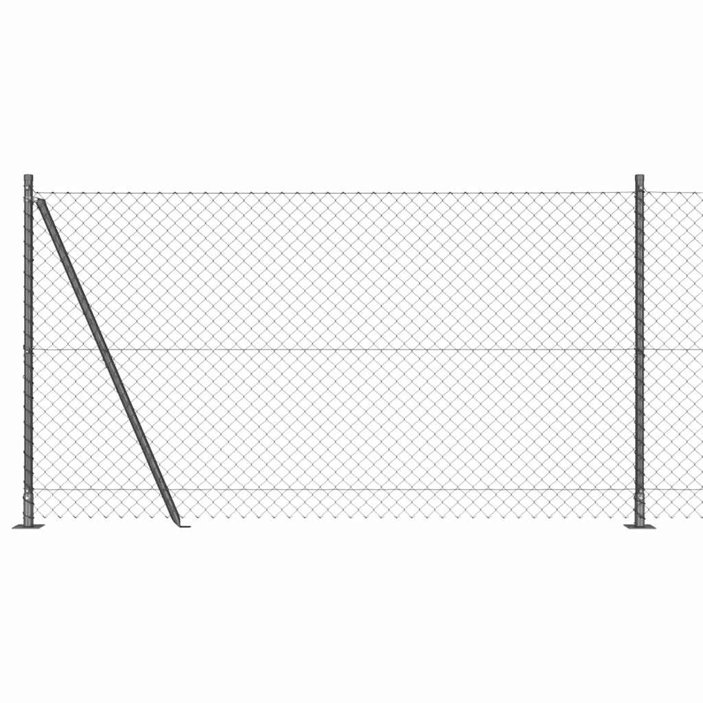 Lánckerítés oszlopokkal Szürke 1.2 x 10 m Acél