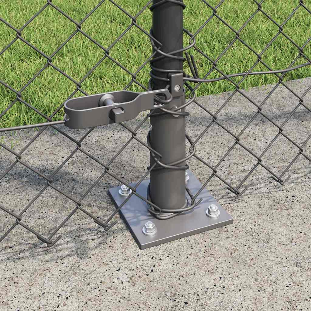 Lánckerítés oszlopokkal Szürke 1.5 x 10 m Acél