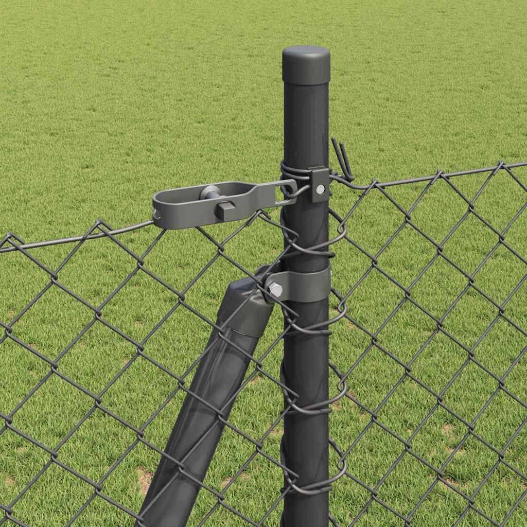 Lánckerítés oszlopokkal Szürke 1.5 x 10 m Acél
