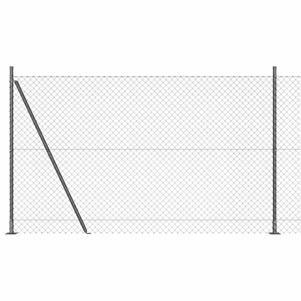 Lánckerítés oszlopokkal Szürke 1.5 x 10 m Acél