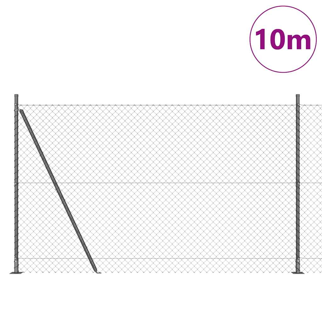 Lánckerítés oszlopokkal Szürke 1.5 x 10 m Acél