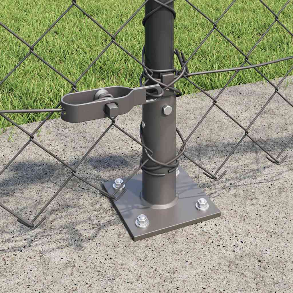 Lánckerítés oszlopokkal Szürke 0,6 x 10 m Acél