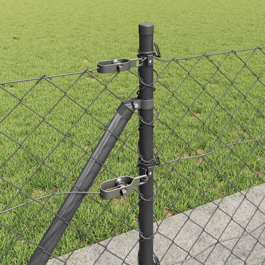 Lánckerítés oszlopokkal Szürke 0,6 x 10 m Acél
