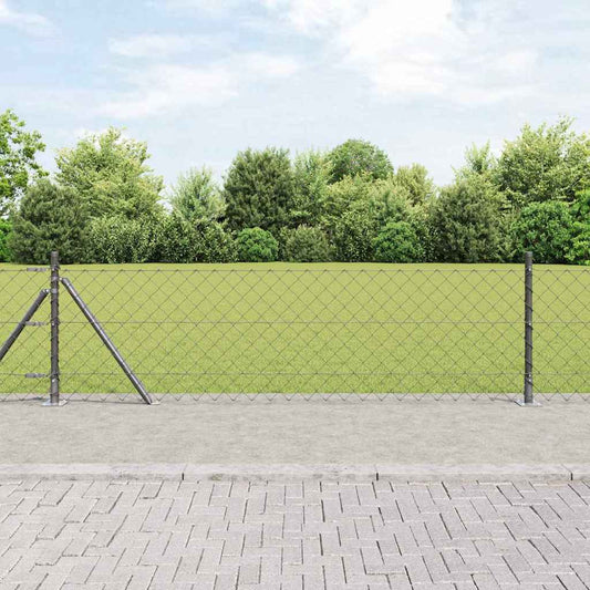 Lánckerítés oszlopokkal Szürke 0,6 x 10 m Acél