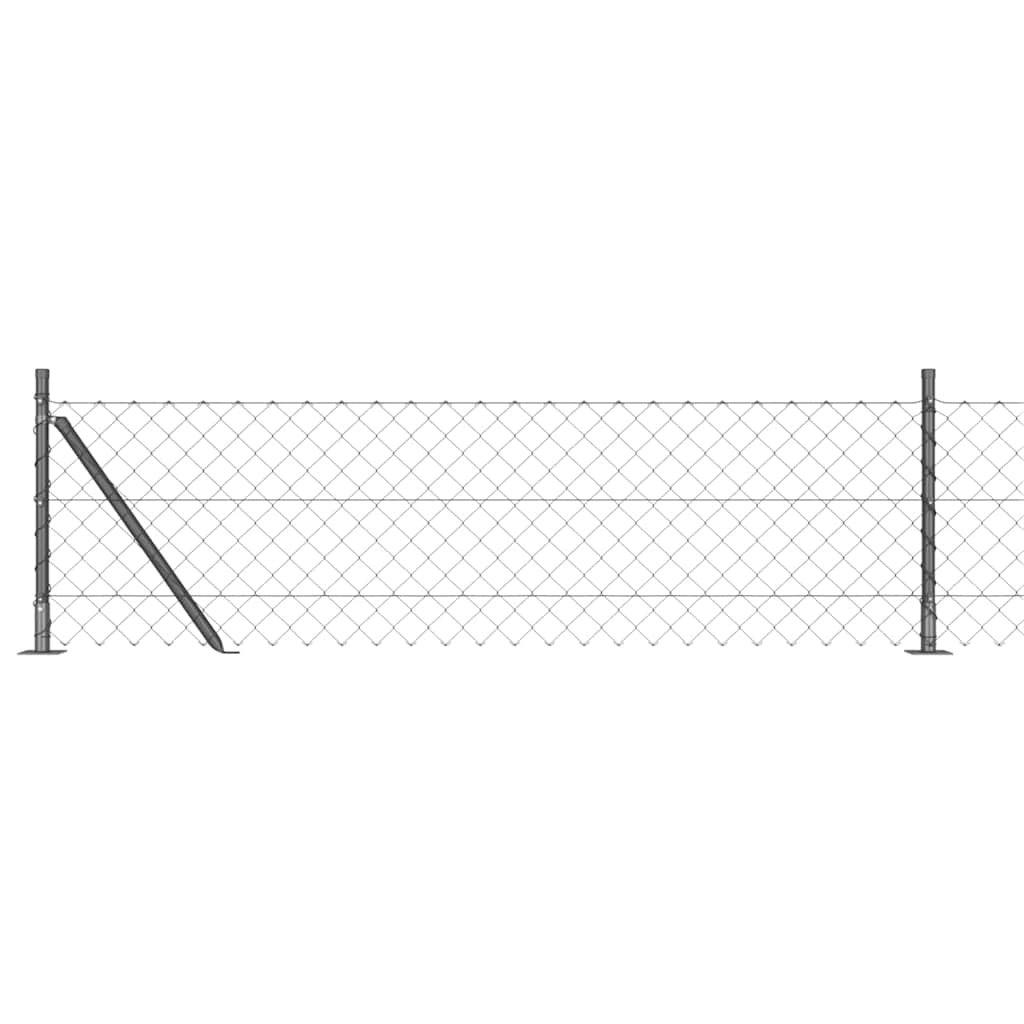 Lánckerítés oszlopokkal Szürke 0,6 x 10 m Acél