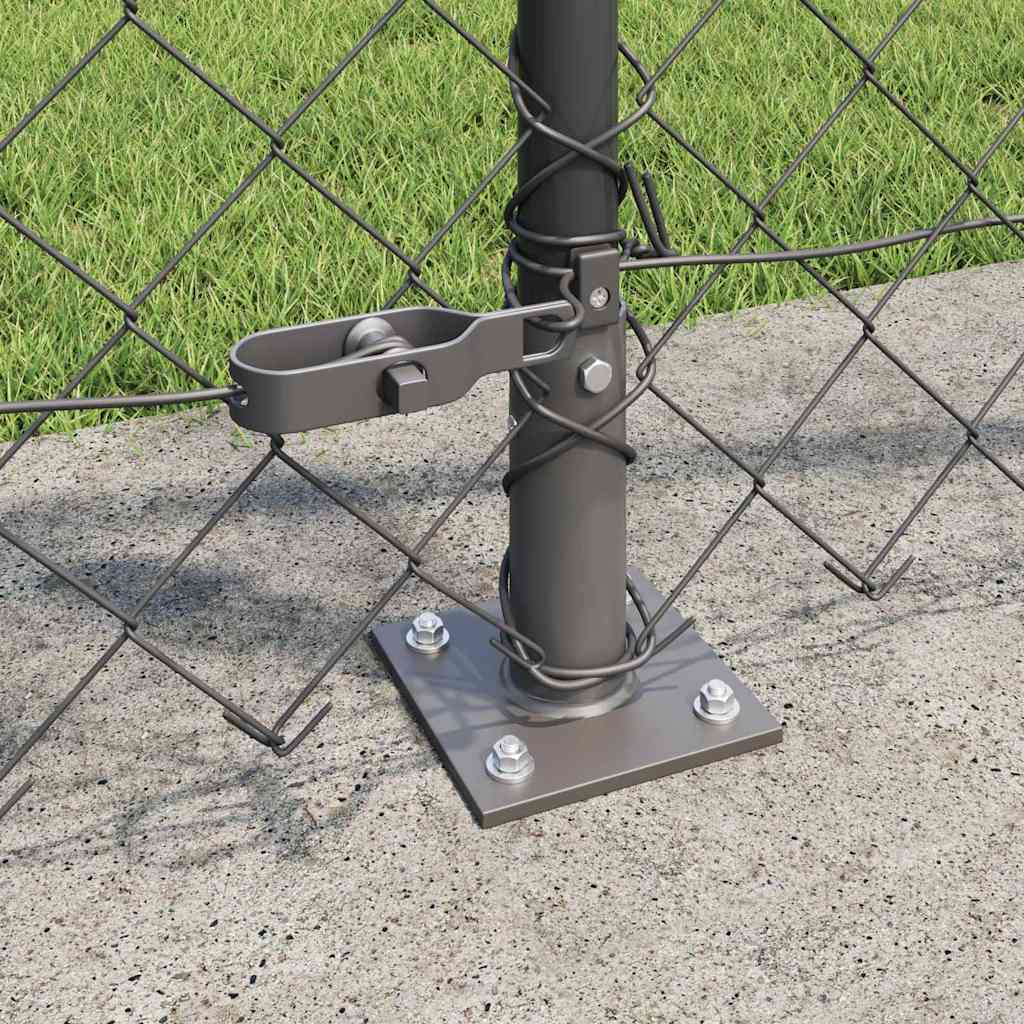 Lánckerítés oszlopokkal Szürke 1 x 10 m Acél