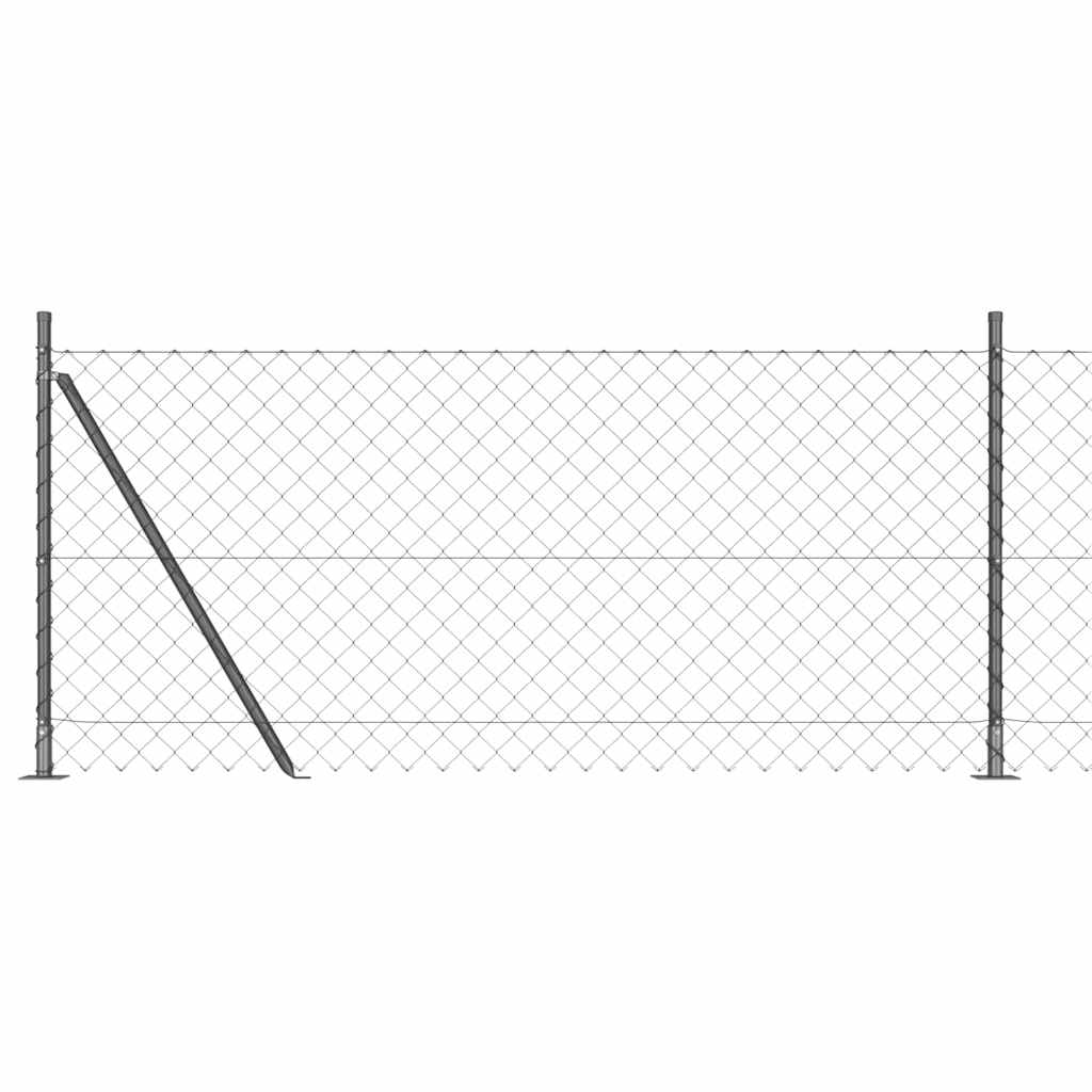 Lánckerítés oszlopokkal Szürke 1 x 10 m Acél