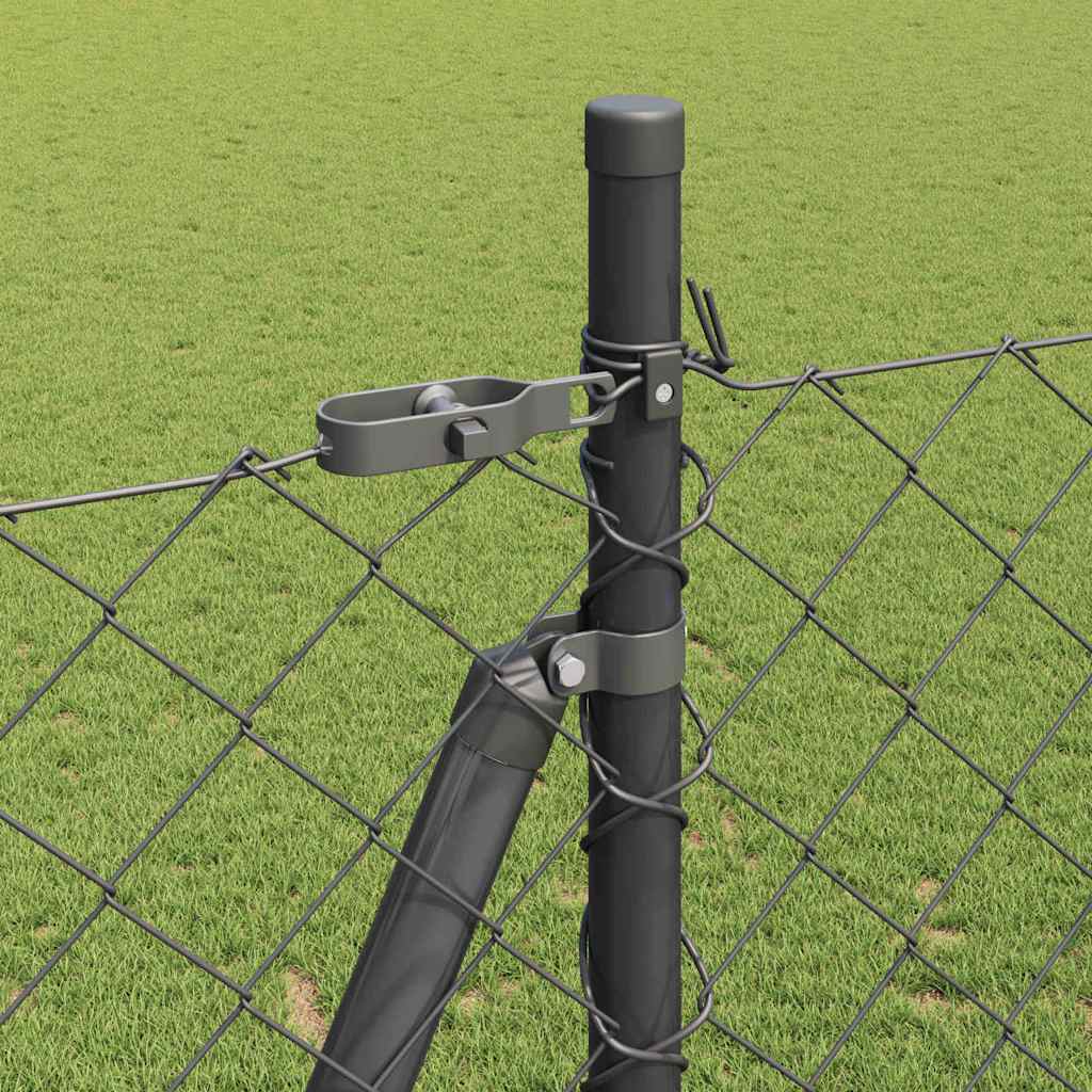 Lánckerítés oszlopokkal Szürke 1.5 x 10 m Acél