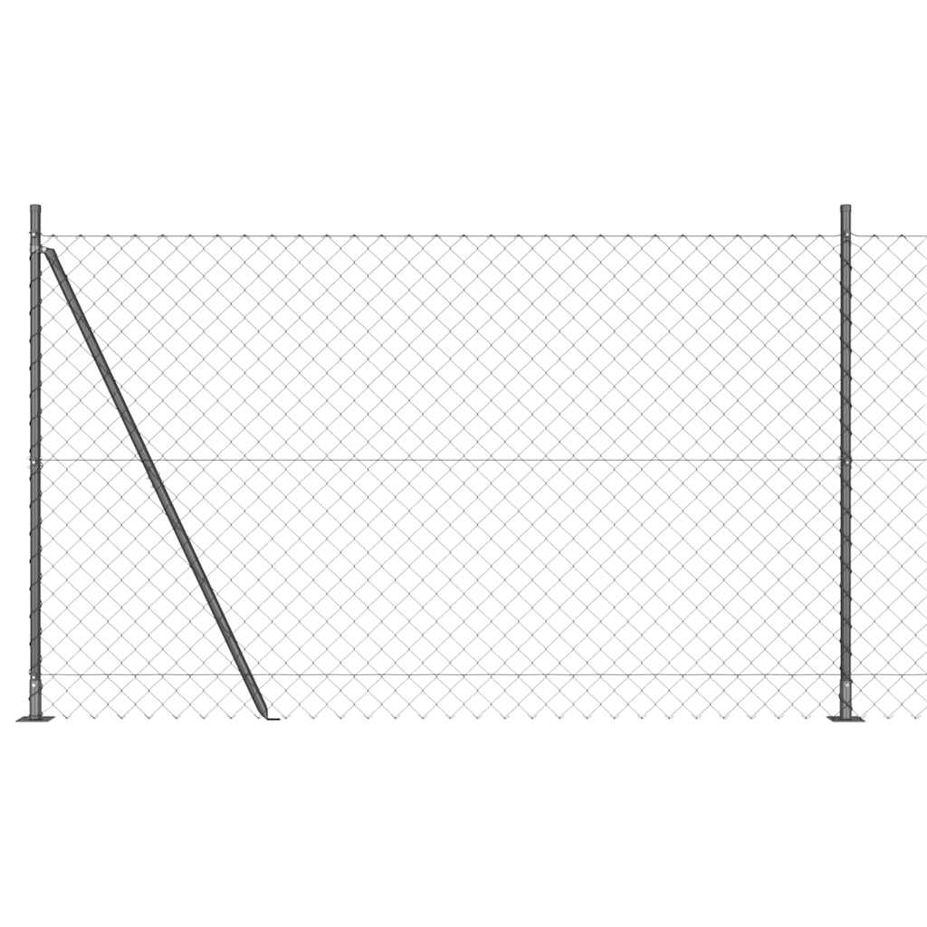 Lánckerítés oszlopokkal Szürke 1.5 x 10 m Acél