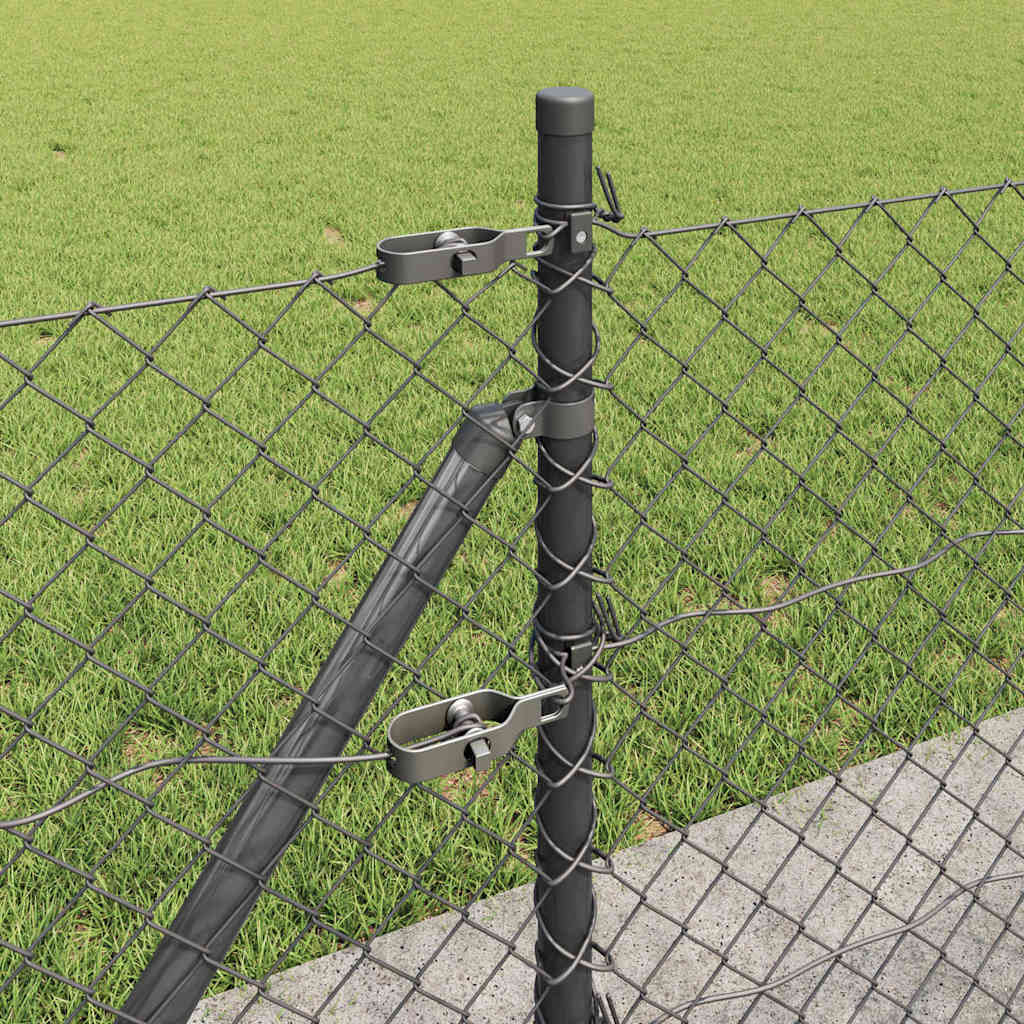 Lánckerítés oszlopokkal Szürke 0,4 x 25 m Acél