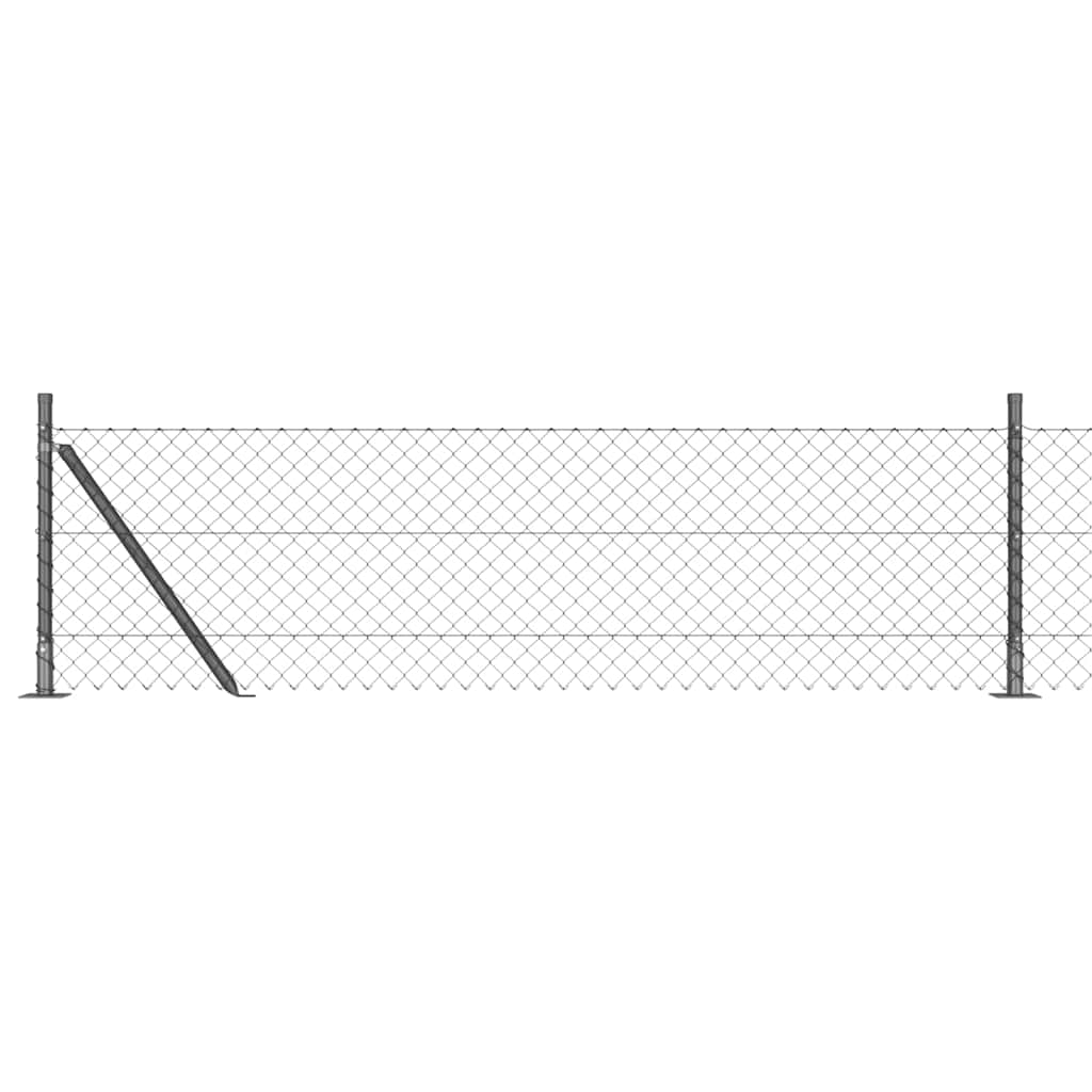 Lánckerítés oszlopokkal Szürke 0,4 x 25 m Acél