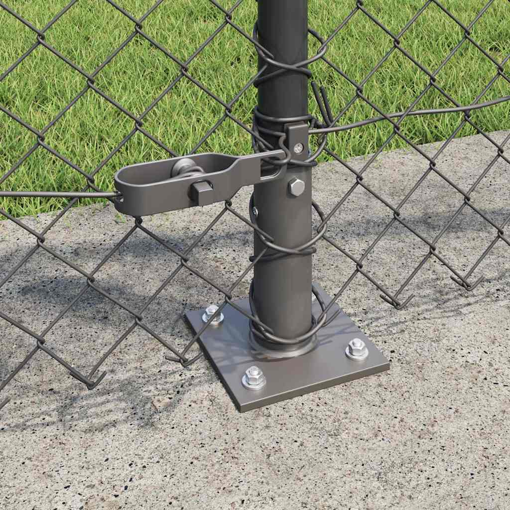Lánckerítés oszlopokkal Szürke 1 x 25 m Acél