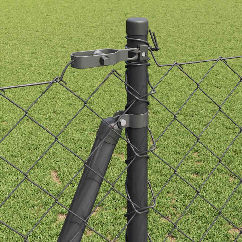 Lánckerítés oszlopokkal Szürke 1.2 x 25 m Acél
