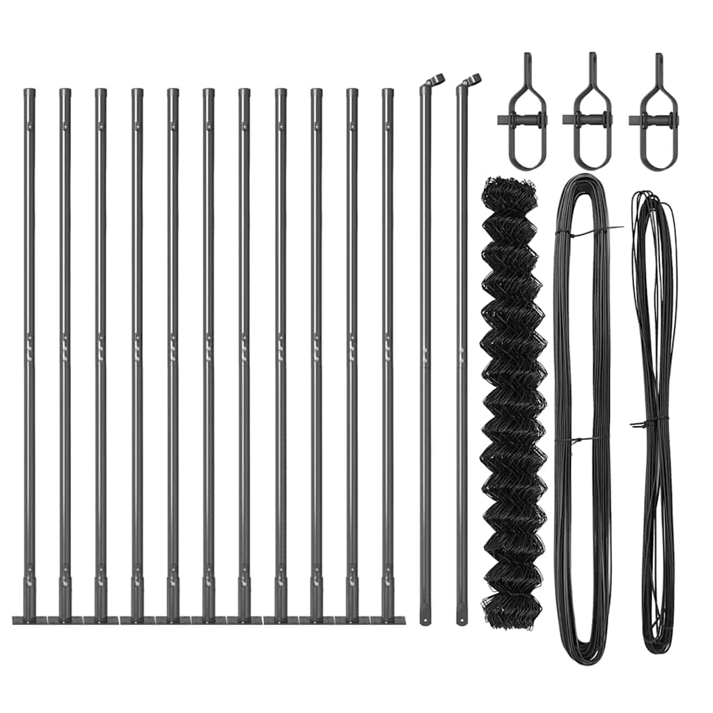 Lánckerítés oszlopokkal Szürke 1.6 x 25 m Acél