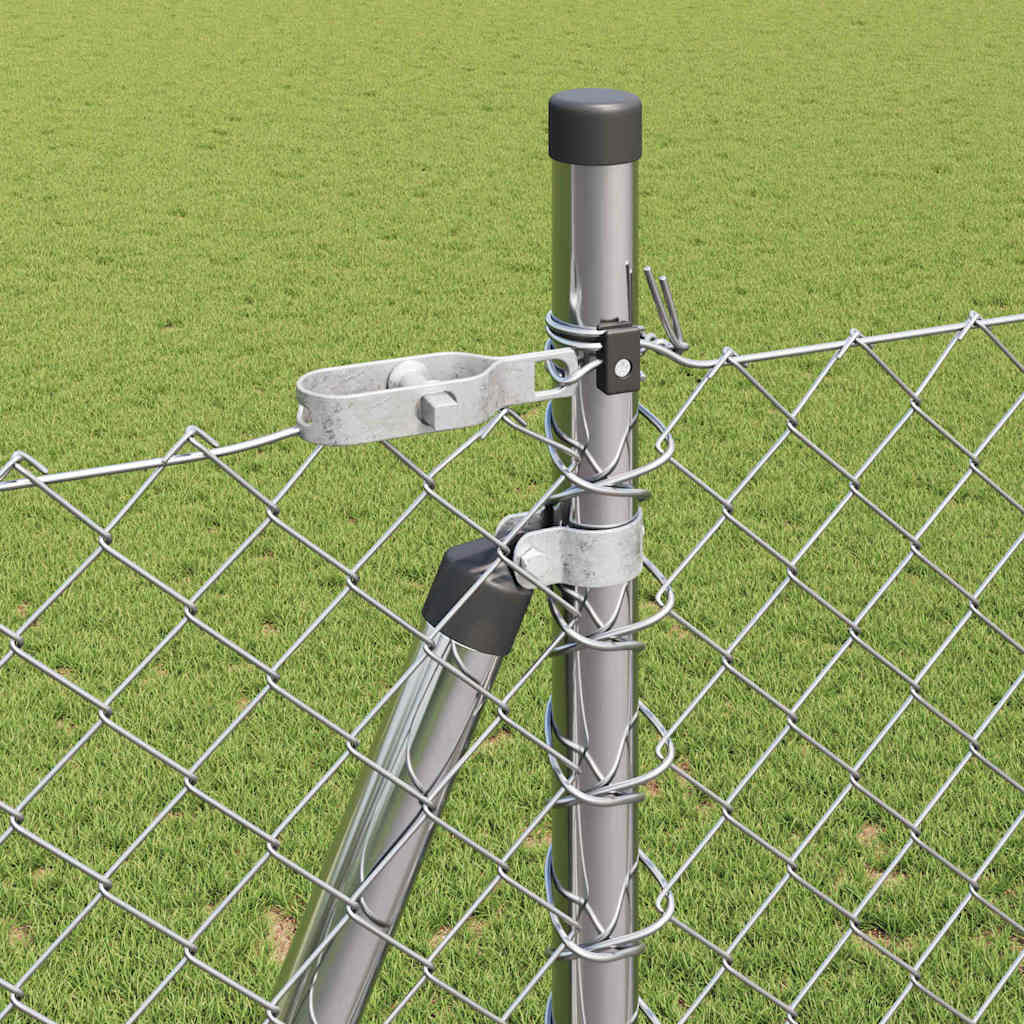 Lánckerítés oszlopokkal Ezüst 1.5 x 10 m Acél