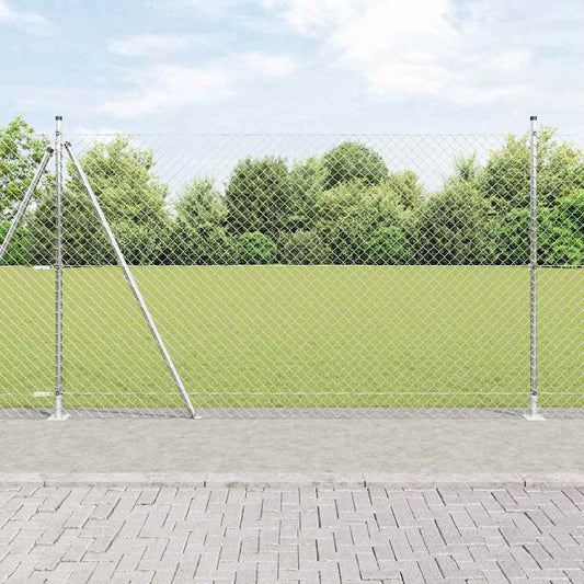 Lánckerítés oszlopokkal Ezüst 1.5 x 10 m Acél
