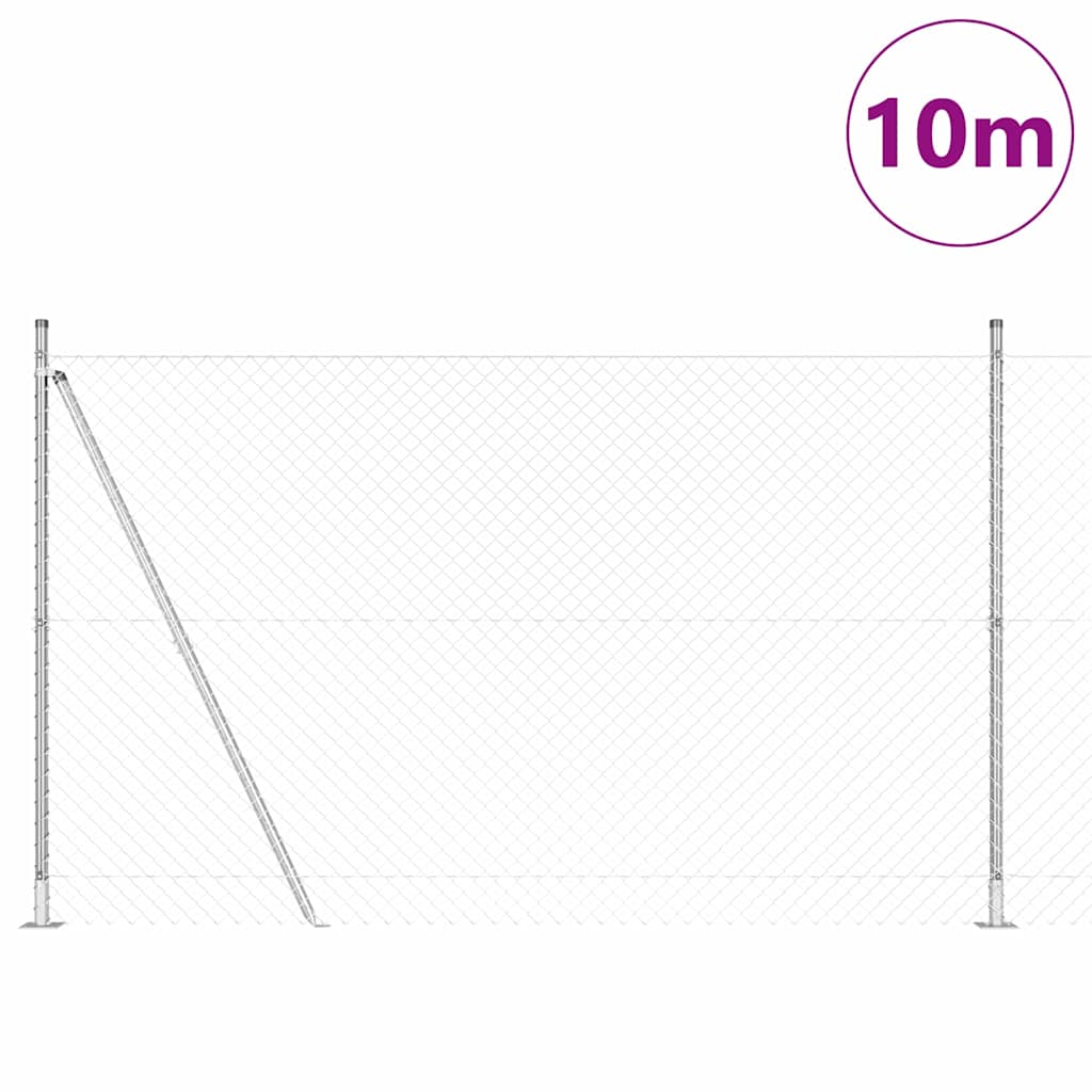 Lánckerítés oszlopokkal Ezüst 1.5 x 10 m Acél