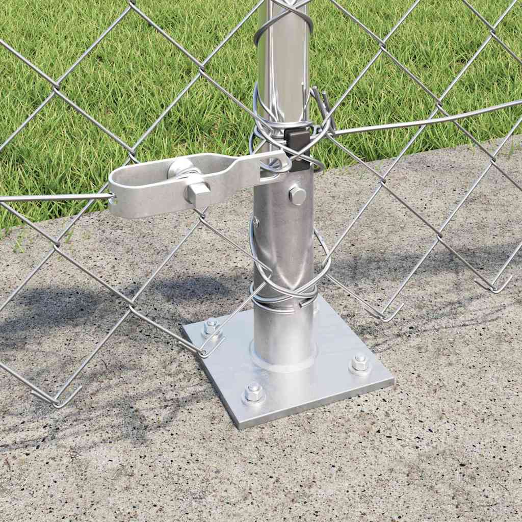 Lánckerítés oszlopokkal Ezüst 0,4 x 10 m Acél