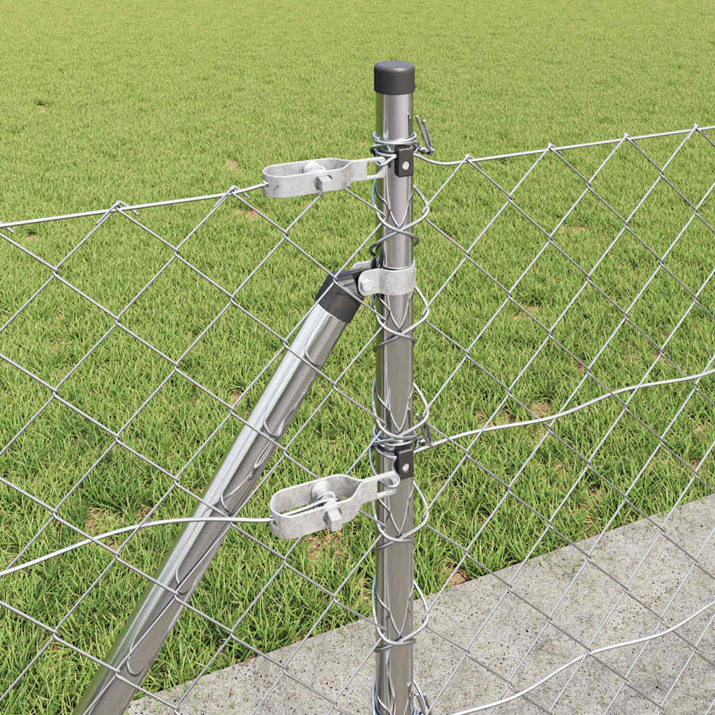 Lánckerítés oszlopokkal Ezüst 0,4 x 10 m Acél