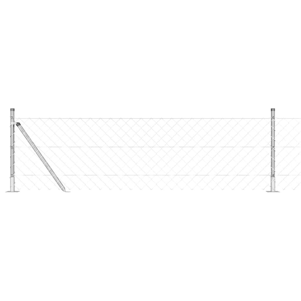 Lánckerítés oszlopokkal Ezüst 0,4 x 10 m Acél